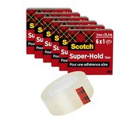 Scotch Super Hold Ruban adhésif super résistant transparent l.19 mm x L.25,4 m - Lot de 5 + 1 offert