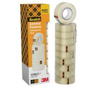Scotch Ruban adhésif transparent - 10 rouleaux (15 mm x 10 m) - pour école, maison et bureau