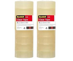 Scotch Ruban Adhésif Transparent 508-8 Rouleaux - 19mm x 33m - Ruban Adhésif Transparent à Usage Général pour l'Ecole, la Maison et le Bureau (Lot de 2)