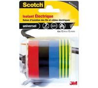 Scotch®Isolant Electrique Noir/Jaune/Vert/Bleu 10M X 15mm