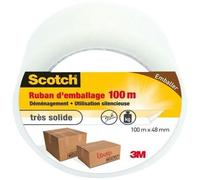 Scotch Ruban d'emballage adhésif très solide découpable à la main 48 mm x 100 m Transparent
