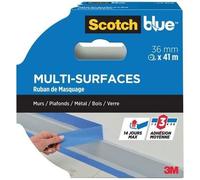 SCOTCH - Ruban de masquage - Multi-surfaces - Murs, plafonds, métal, bois, verre - 36 mm x 41 m - Bleu