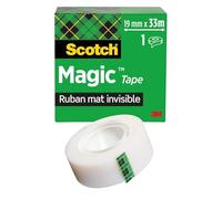 Scotch Ruban Magic - 1 Rouleau, 19 mm x 33 m - Ruban Adhésif à Usage Général pour la Réparation, l'Etiquetage et la Fermeture de Documents