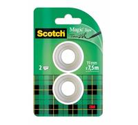 Scotch Ruban Magic - 2 Rouleaux, 19 mm x 7,5 m - Idéal pour le Bureau et l'École
