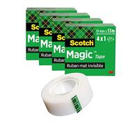 Scotch Ruban Magic - 4 Rouleaux, 19 mm x 33 m - Idéal pour le Bureau et l'École