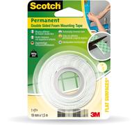 Scotch Ruban Mousse Adhésive Double Face 1.5M X 19 Mm