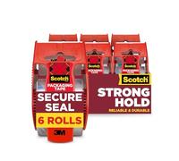 Scotch Secure Seal Lot de 6 rouleaux de ruban adhésif d'emballage ultra transparent, fiable et durable, 4,8 x 2,032 cm avec distributeur