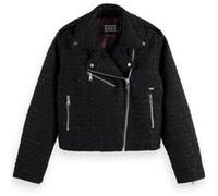 Scotch & Soda Boucle Tweed Biker Jacket Evening Black Taille: S | Vestes en cuir Outlet | Femme | Le Noir