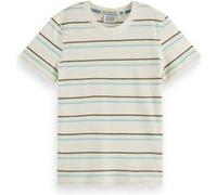 Scotch & Soda Boy Relaxed-fit Yarn-dyed Striped T-shirt Soft Ice/ Neon Yel Taille: 16 | T-Shirts Outlet | Unisex