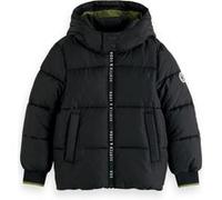 Scotch & Soda Boy Water Repellent Hooded Puffer Jacket Black Taille: 12 | Blousons Outlet | kids | Le Noir