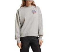 Scotch & Soda Boyfriend Fit Sweatshirt With Woven Back Print Grey Melange Taille: XS | Pulls Outlet | Femme | Gris