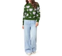 Scotch & Soda Crew Neck Pullover Green Moss Tossed Tulips Taille: XS | Pulls Outlet | Femme | Vert