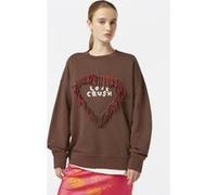 Scotch & Soda Fringed Heart Oversized Fit Sweatshirt Cold Brew Taille: L | Pulls Outlet | Femme