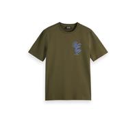 Scotch & Soda Left Chest Artwork t-Shirt, Classic Green, M Hommes