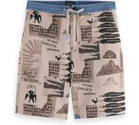 Scotch & Soda Loose-fit Printed Washed Bermuda Shorts Art Dept Collage Whi Taille: S | Shorts de Sport Outlet | Homme