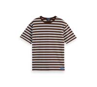 Scotch & Soda Men's Relaxed-fit Waffle T-Shirt, Cold Brew/Sky Blue Stripe, M