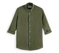 Scotch & Soda Men's Seasonal Core-Regular fit Linen Shirt, Army, M