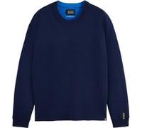 Scotch & Soda Merino Double Face Dropped Shoulder Crewneck Navy Taille: XXL | Pulls Outlet | Homme | Bleu
