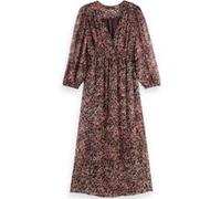 Scotch & Soda Midi Dress With Lurex And Puff Sleeve Shibori Floral Pink Taille: 38 | Robes Outlet | Femme | Rose