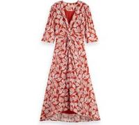 Scotch & Soda Midi Wrap Dress With Knot Detail Shell Batik Terracotta Taille: 34 | Robes Outlet | Femme | Blanche