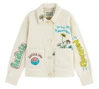Scotch & Soda Placed Artwork Cotton Twill Trucker Jacket Vanilla Ice Taille: 6 | Vestes Outlet | kids | Blanche