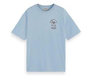 Scotch & Soda Regular fit Front and Back Artwork T-Shirt, Sky Blue, XL Hommes