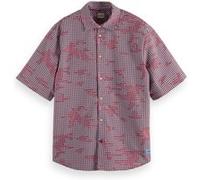 Scotch & Soda Relaxed Fit Minimal Burn Out Check Shirt Blue Red Check Taille: XL | Casual chemises Outlet | Homme | Bleu