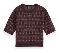Scotch & Soda Short Sleeve Jacquard Pullover Dark Bordeaux Taille: L | Pulls en Maille Outlet | Femme