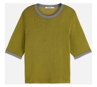 Scotch & Soda Stripe Trim Short Sleeve Pullover Green Moss Taille: S | Pulls Outlet | Femme | Vert