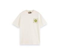 Scotch & Soda T-Shirt délavé Artwork Coupe décontractée, Blanc Brillant 101, S