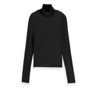 Scotch & Soda Women's Core Roll Up Neck Long Sleeve T-Shirt, Black, S