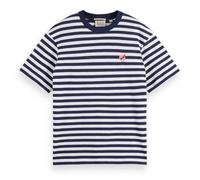Scotch & Soda Women's Core-The Free Spirit Peace Bird Striped T-Shirt, Navy/White, XL