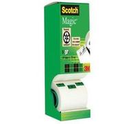 Scotch Magic Tape Ruban adhésif invisible largeur 19 mm x longueur 33 m (Lot de 7 + 1 OFFERT)