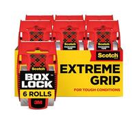 ScotchBox Lock Ruban d'emballage - 6 Rouleaux avec Dévidoirs, 48 mm x 20,3 m - Ruban d'expédition et d'emballage solide