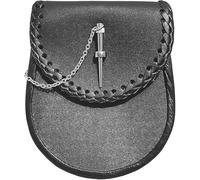 SCOTCLANS Sporran en cuir de qualité supérieure pour homme - Accessoire idéal pour kilt écossais avec ceinture à chaîne, noir, réglable