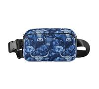 Scotland Cow Sac à bandoulière avec sangle réglable pour homme et femme Motif vache Bleu roi, image sans couture bleu royal vache écossaise, modèle sans couture, 1 size