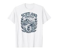 Scotland Forever Impression Chardon sur Bois Bleu Marine T-Shirt Graphique avec Valeur