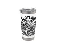 Scotland Forever Impression chardon sur bois Noir Gobelet isotherme en acier inoxydable double paroi