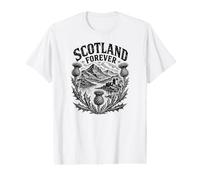 Scotland Forever Impression Chardon sur Bois Noir T-Shirt Graphique avec Valeur