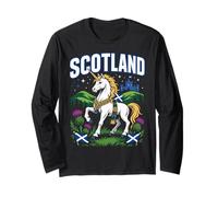 Scotland Outfit for Women Men Scottish Unicorn Flag Thistle Manche Longue
