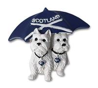 Scotland West Highland Terrier Aimant de réfrigérateur Motif écossais Parapluie avec deux chiens Westie