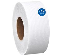 Scott 1000 Jumbo Roll JR. 67805 Papier toilette commercial 100% fibres recyclées, 2 plis, blanc, 12 rouleaux par boîte, 30,5 m par rouleau