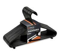 Scott 11 Lot de 25 cintres en Plastique Noir pour Adultes, Solides, avec Crochets pour économiser de l'espace, légers, antidérapants, Design Fin pour Pantalons, Chemises et Costumes