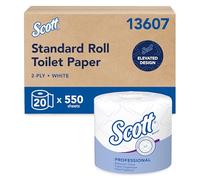 Scott 13607 Lot de 20 rouleaux de papier toilette standard double épaisseur 550 feuilles par rouleau