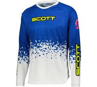 Scott 350 Race Evo Maillot de motocross, blanc-bleu, taille S pour homme