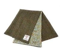 Scott and MacKenzie Harris Tweed Liberty Écharpe à chevrons doublée en coton Vert, vert