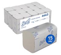 Scott Control 6663 Essuie-Mains en Papier 3 Épaisseurs, Pliés en V, Blancs - Ultra-Doux, Certifiés FSC & Écolabel, pour Hygiène Professionnelle - 15 Paquets x 212 Feuilles (3 180 au Total)