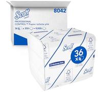 Scott Control 8042 Papier toilette plié 2 épaisseurs, 36 paquets de 250 feuilles, Pour distributeurs Aquarius compatibles, Maxi Pack, Blanc, 08042100