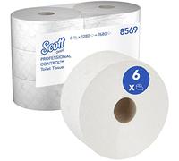Scott Control Papier toilette 8569, à dévidage central, 2 épaisseurs, grande capacité, 6 rouleaux x 1 280 feuilles de papier toilette (7 680 feuilles), Blanc