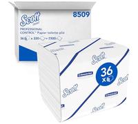 Scott Control Papier Toilette Plié 8509 2 Épaisseurs, Blanc, Doux et Résistant, Distribution Feuille à Feuille, 36 Paquets x 220 Feuilles (7 920 Feuilles au Total)